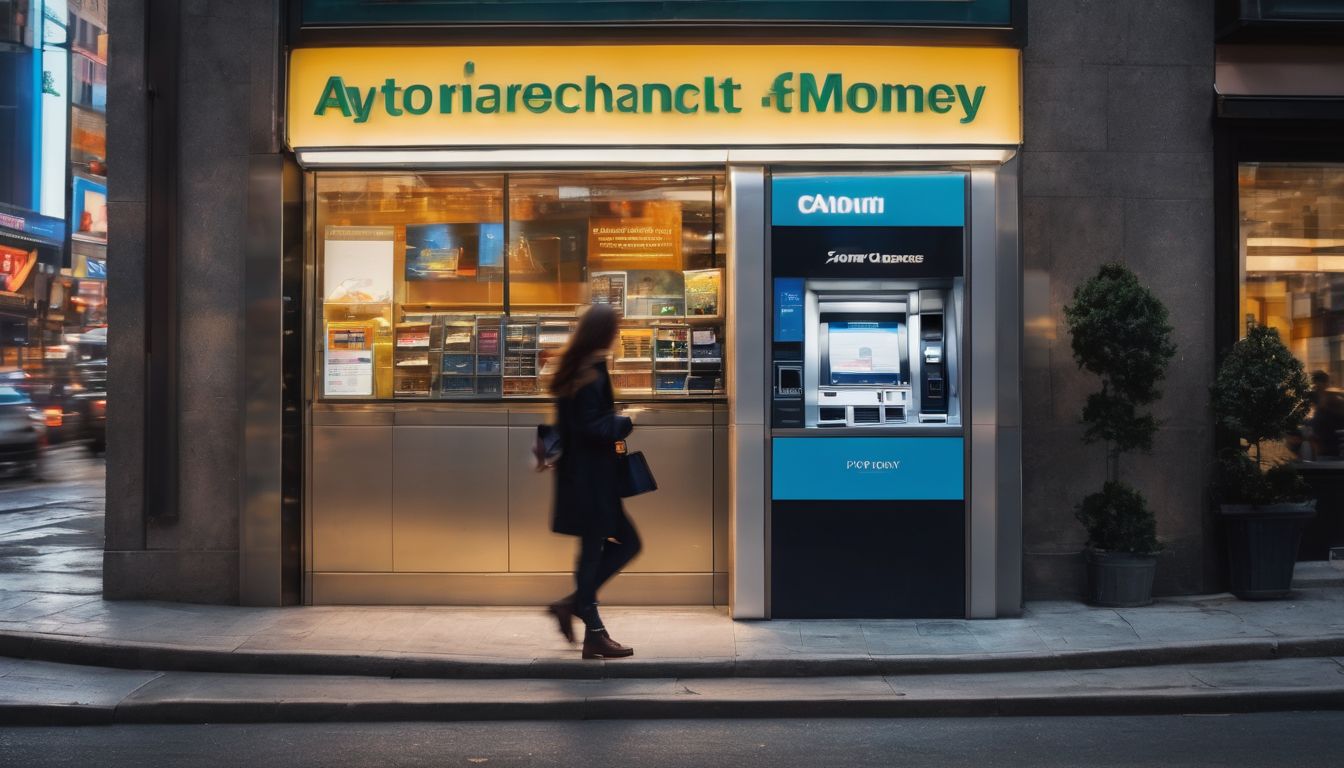 En bild av en person som tar ut pengar från en bankomat.