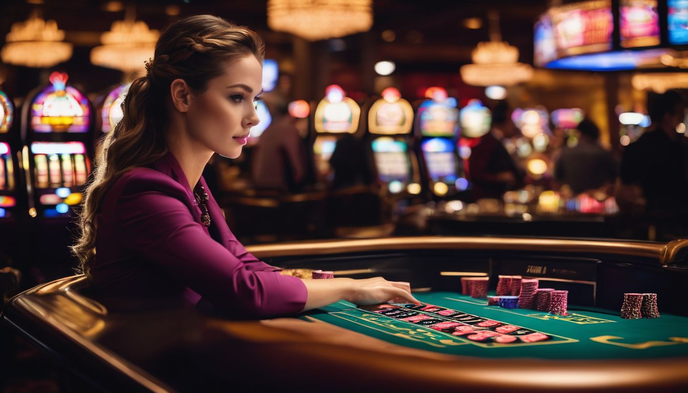 En person loggar in på en BankID casino omgiven av modern teknologi.