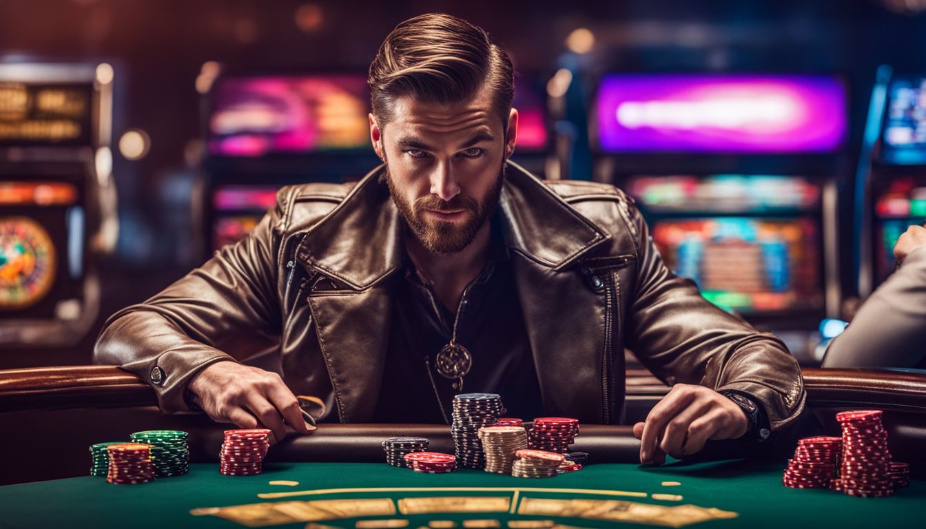 En person studerar kasinolicenser och uttags tider med flera skärmar.